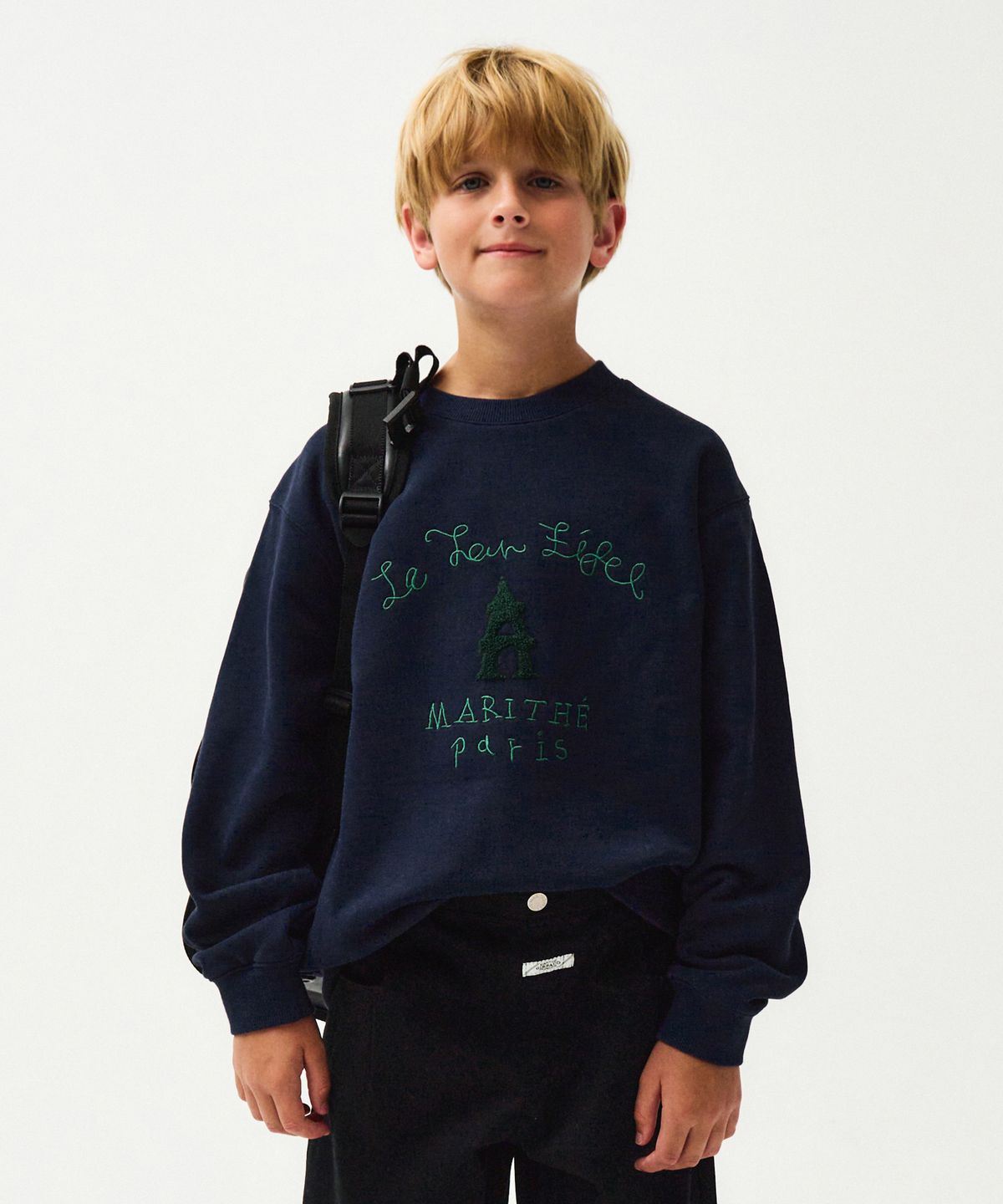 마리떼 키즈(MARITHÉ KIDS) ENFANT EIFFEL EMBROIDERY SWEATSHIRT navy
