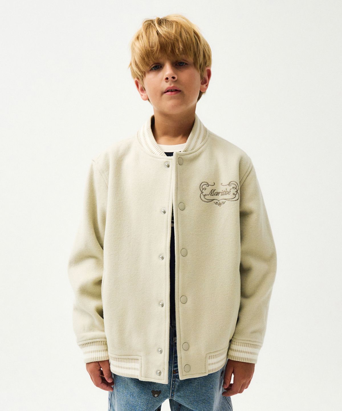 마리떼 키즈(MARITHÉ KIDS) ENFANT CLASSIC VARSITY JACKET oatmeal