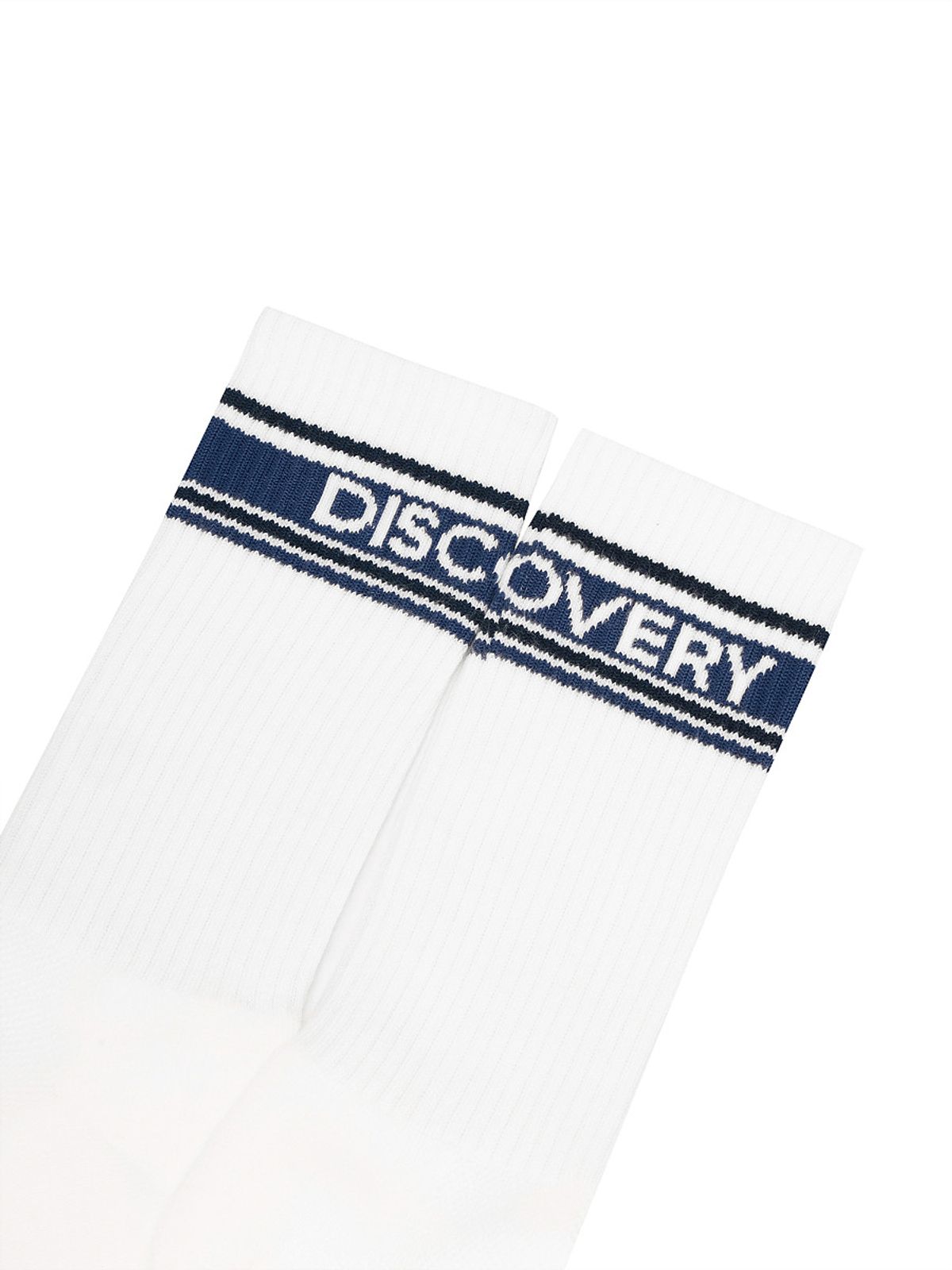 디스커버리 익스페디션(DISCOVERY EXPEDITION) 스트라이프 배색 로고 하이삭스 (NAVY)