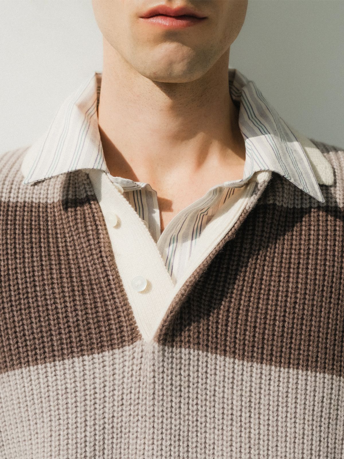 포커페이스(POKERFACE) RUGBY SWEATER BEIGE/BROWN