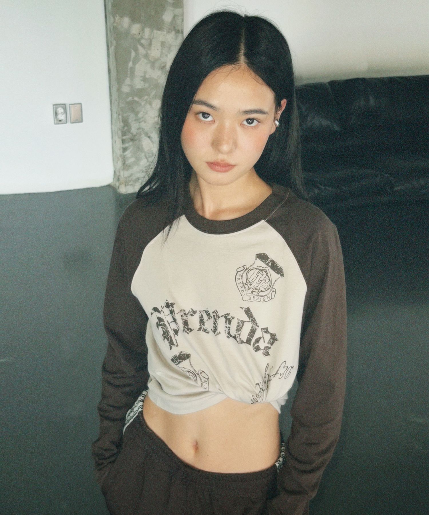 MUSINSA | PRENDA VINTAGE LOGO RAGLAN LONG SLEEVE GLOOMY PINK