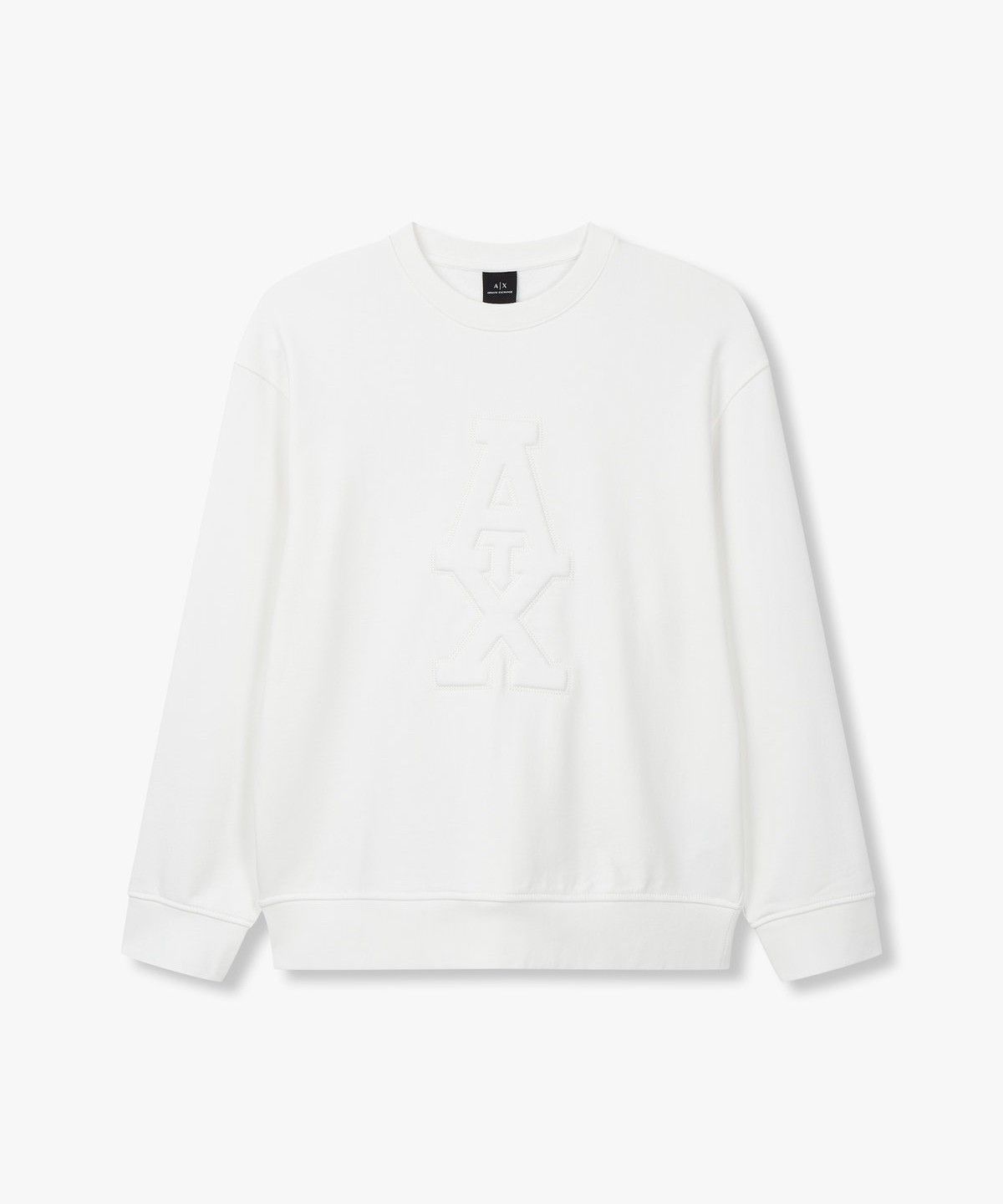 아르마니 익스체인지(ARMANI EXCHANGE) 남성 엠보싱 AX 로고 맨투맨_화이트 A414331021