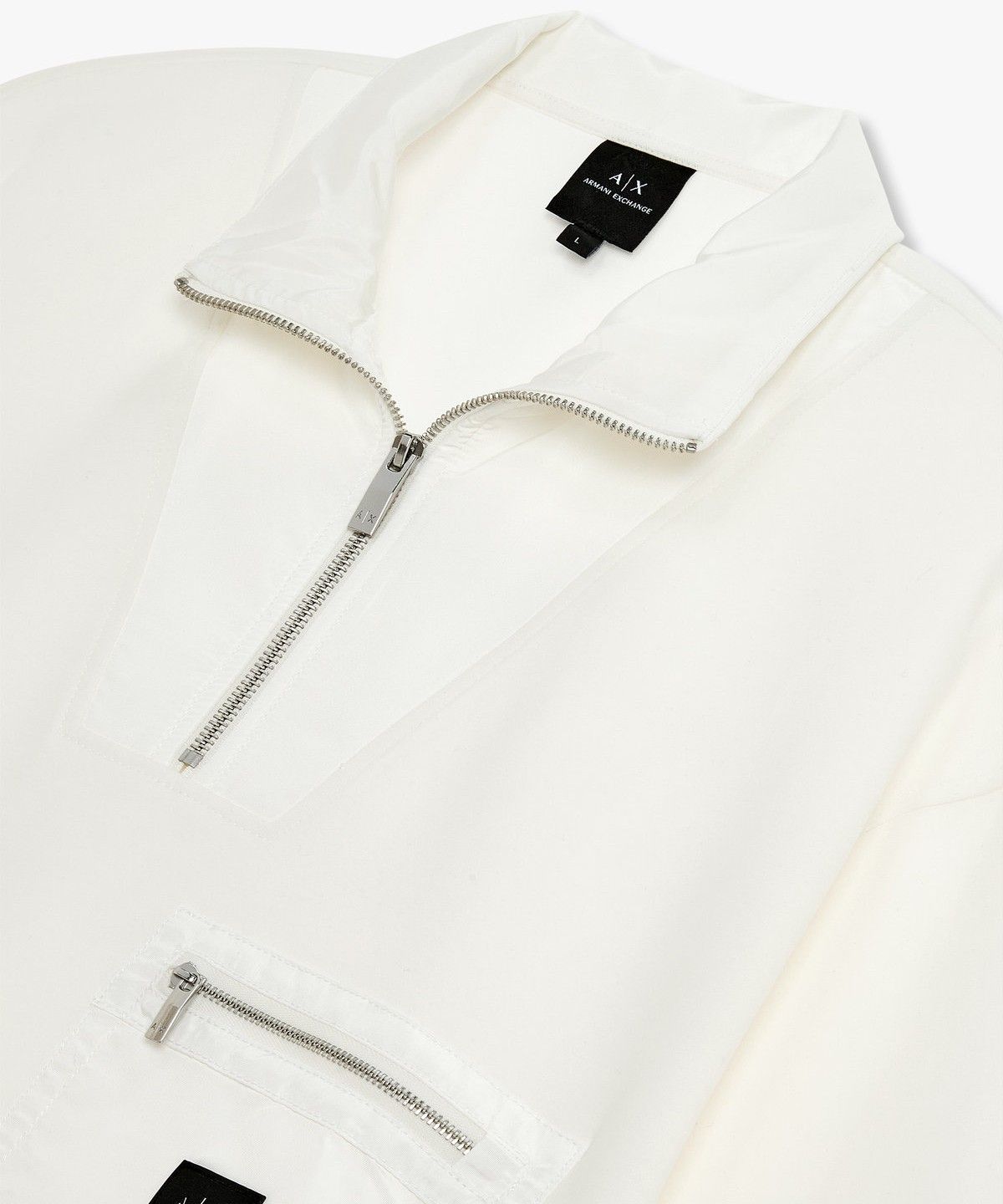 아르마니 익스체인지(ARMANI EXCHANGE) 남성 로고 패치 하프 집업 풀오버_화이트 A414331028
