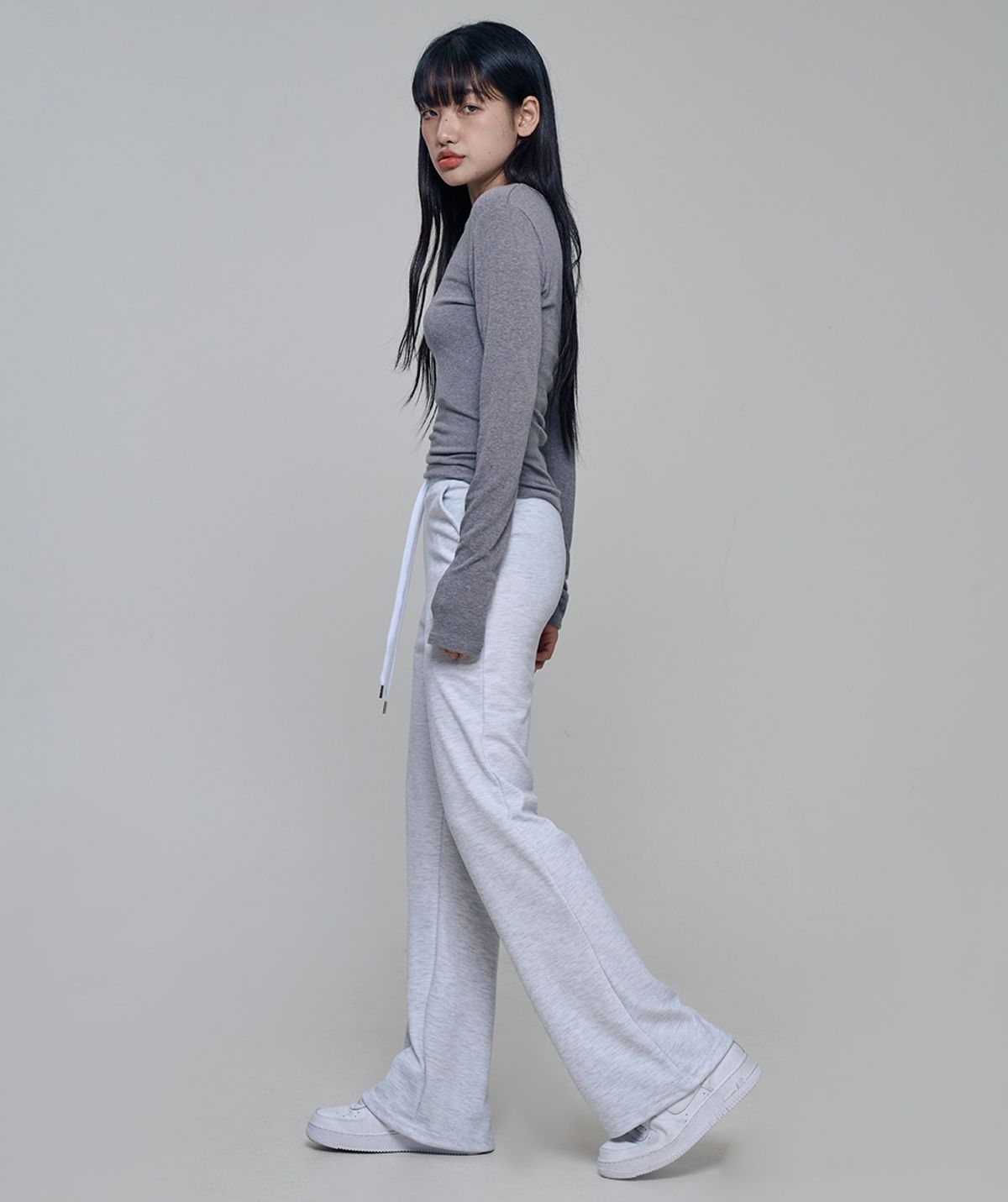 칙스(CHICKS) 리안 부츠컷 슬렉스 팬츠 White melange