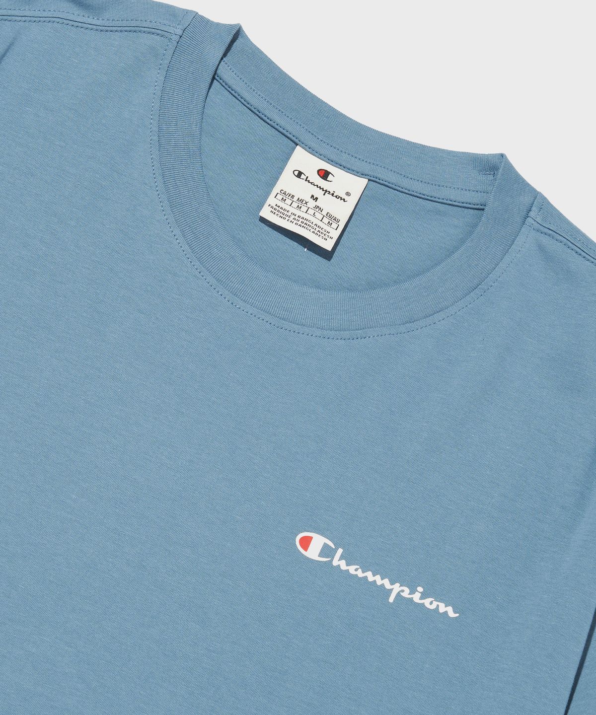 챔피온(CHAMPION) 스몰 스크립트 로고 코튼 반팔 티셔츠 Normal Blue