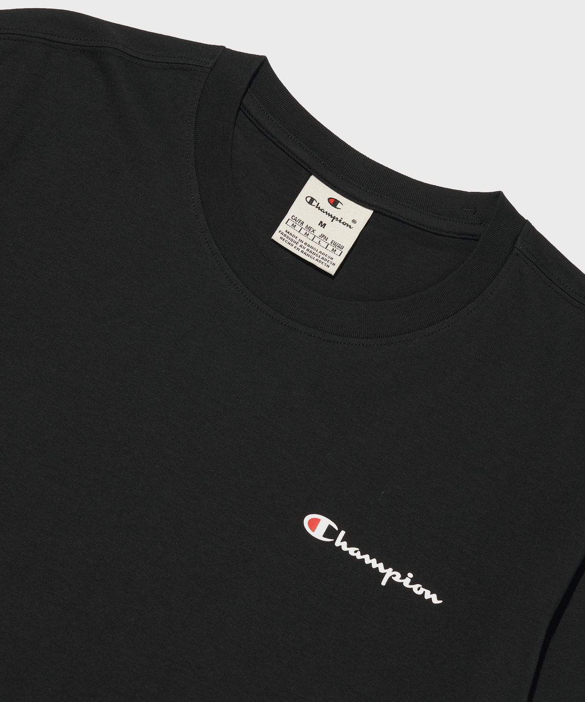 챔피온(CHAMPION) 스몰 스크립트 로고 코튼 반팔 티셔츠 Black