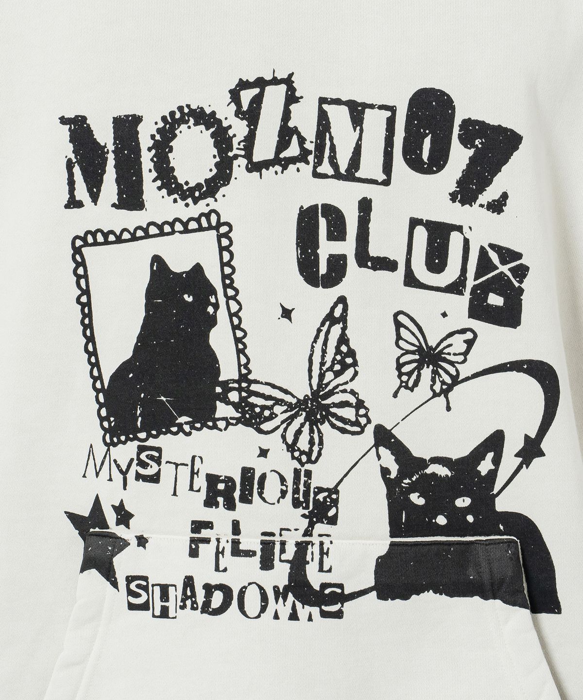 모즈모즈(MOZMOZ) 테리 기모 피그먼트 미스터리캣 오버핏 후드 베이지