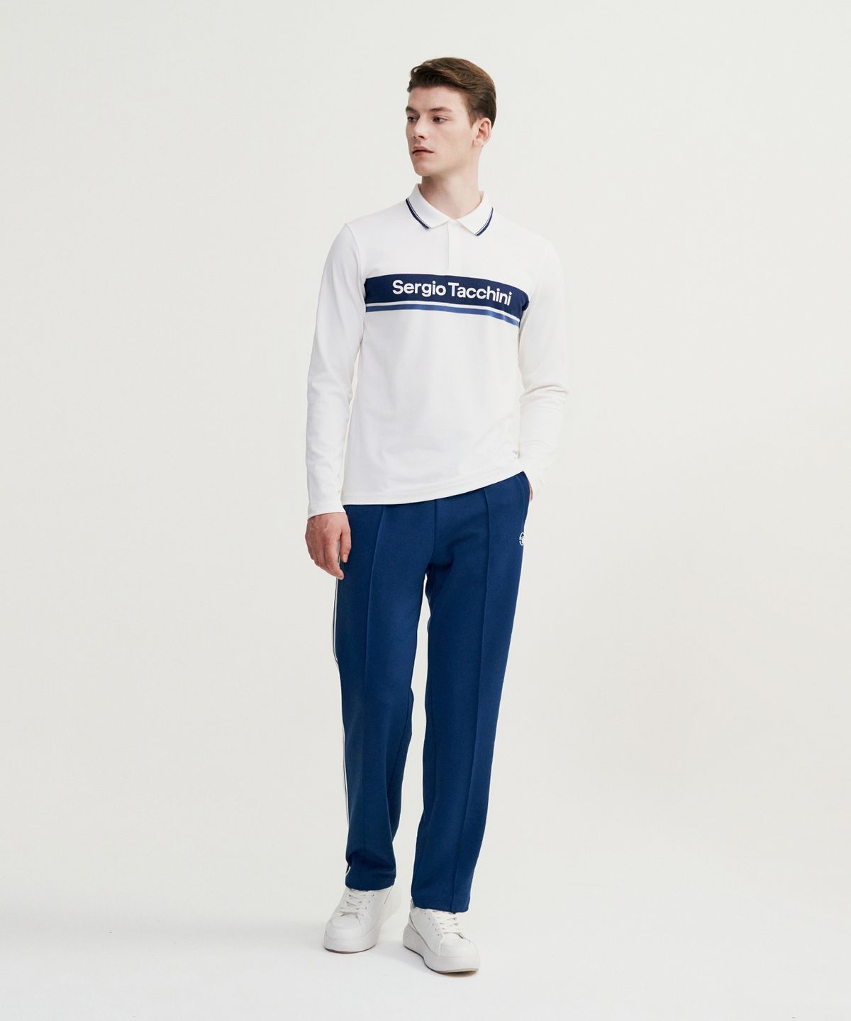 세르지오 타키니(SERGIO TACCHINI) M 고트 다마린도 긴팔 폴로 셔츠 (White)