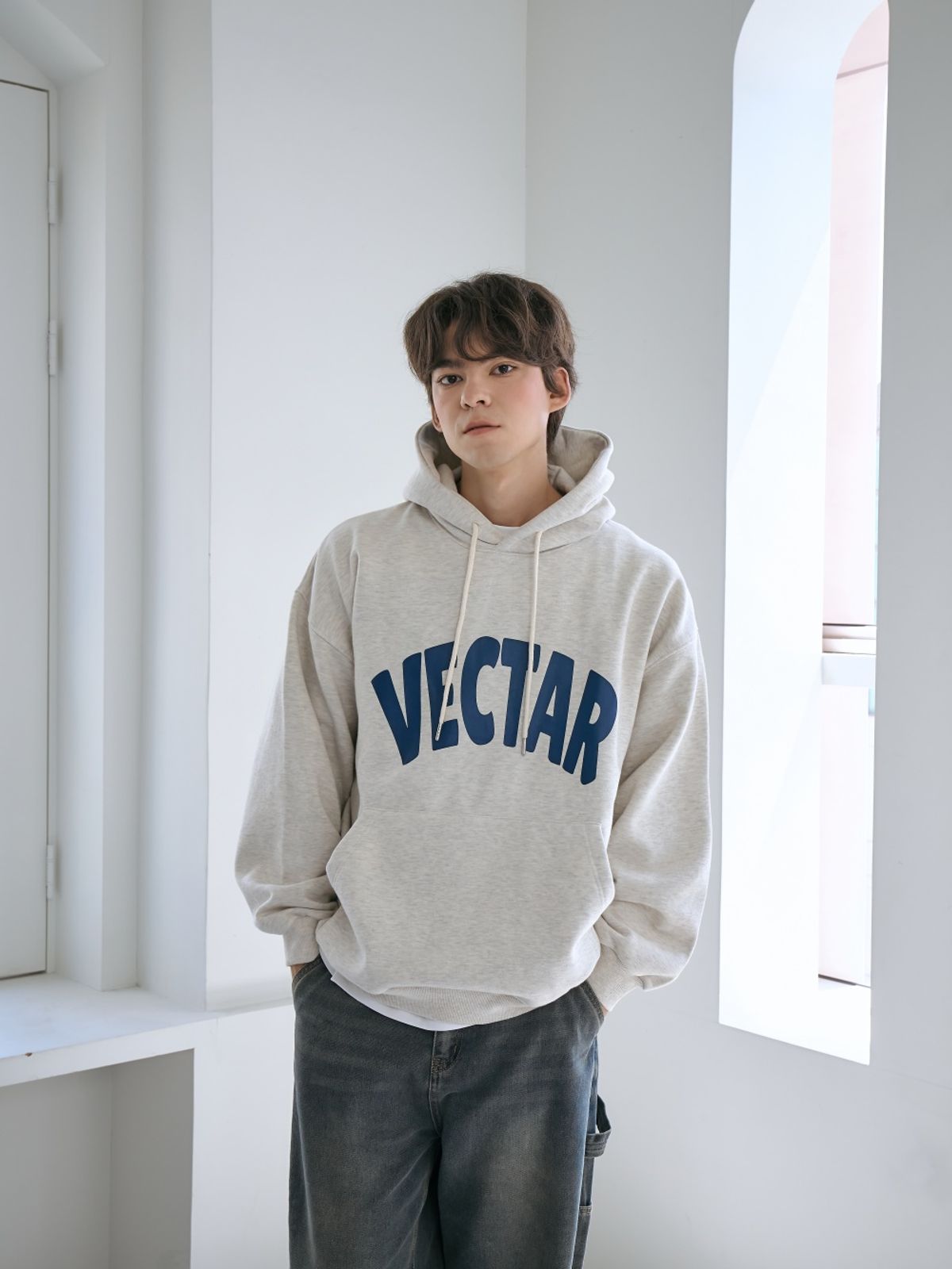 벡타르(VECTAR.) 아치 로고 후드 - 오트밀