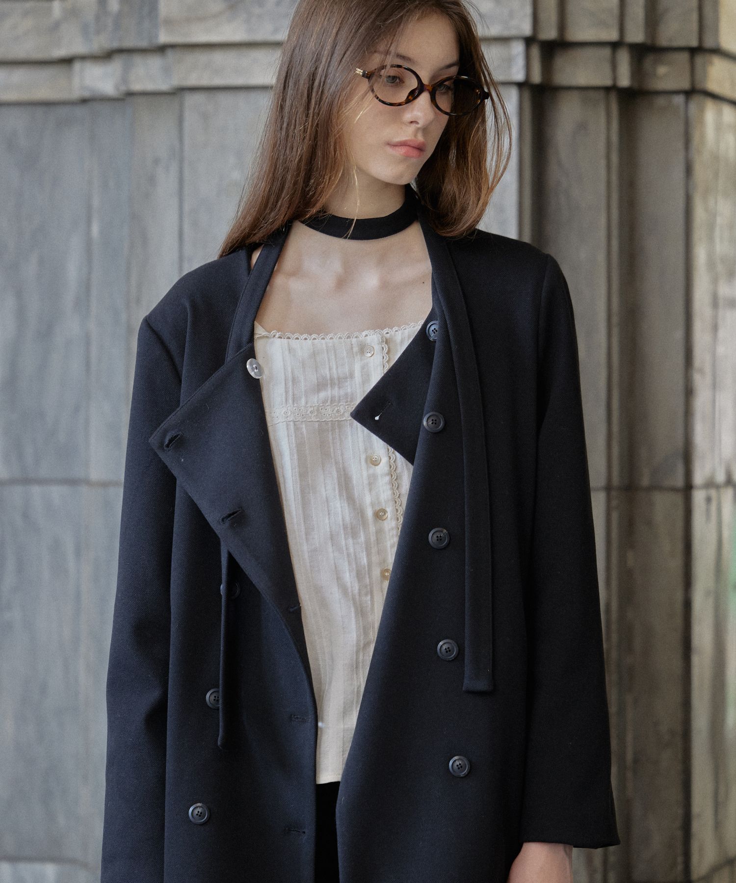 LETTER FROM MOON ♥ Toff Scarf Double Wool Jacket MUSINSA公式 | LETTER FROM MOON Top Scarf Double Wool Jacket