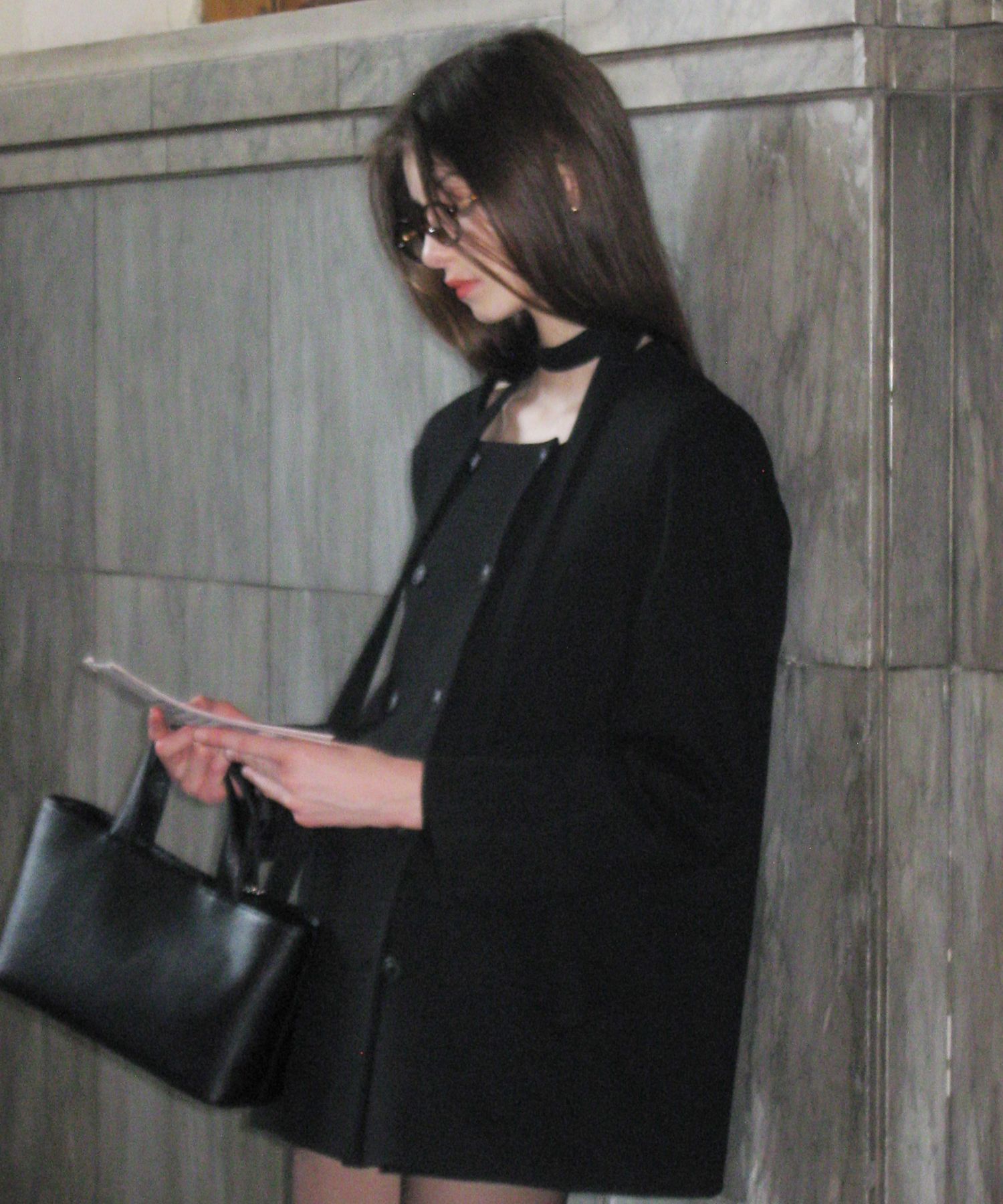 LETTER FROM MOON ♥ Toff Scarf Double Wool Jacket Toff Scarf Double Wool Jacket ( Black ) - LETTER FROM MOON