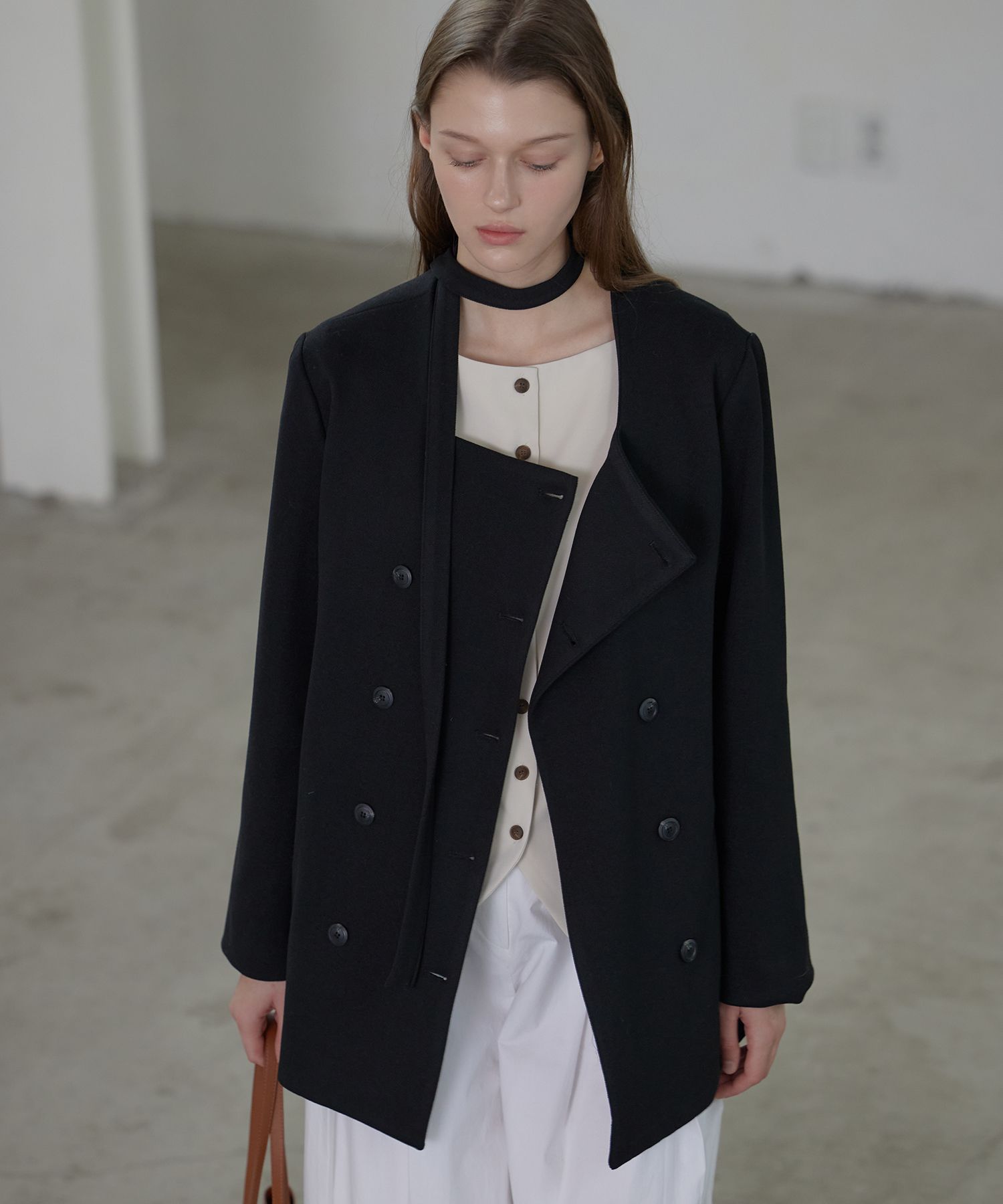 【Letter from moon】24fw Toff Scarf Double Wool Jacket MUSINSA | LETTER FROM MOON Top Scarf Double Wool Jacket (Black)