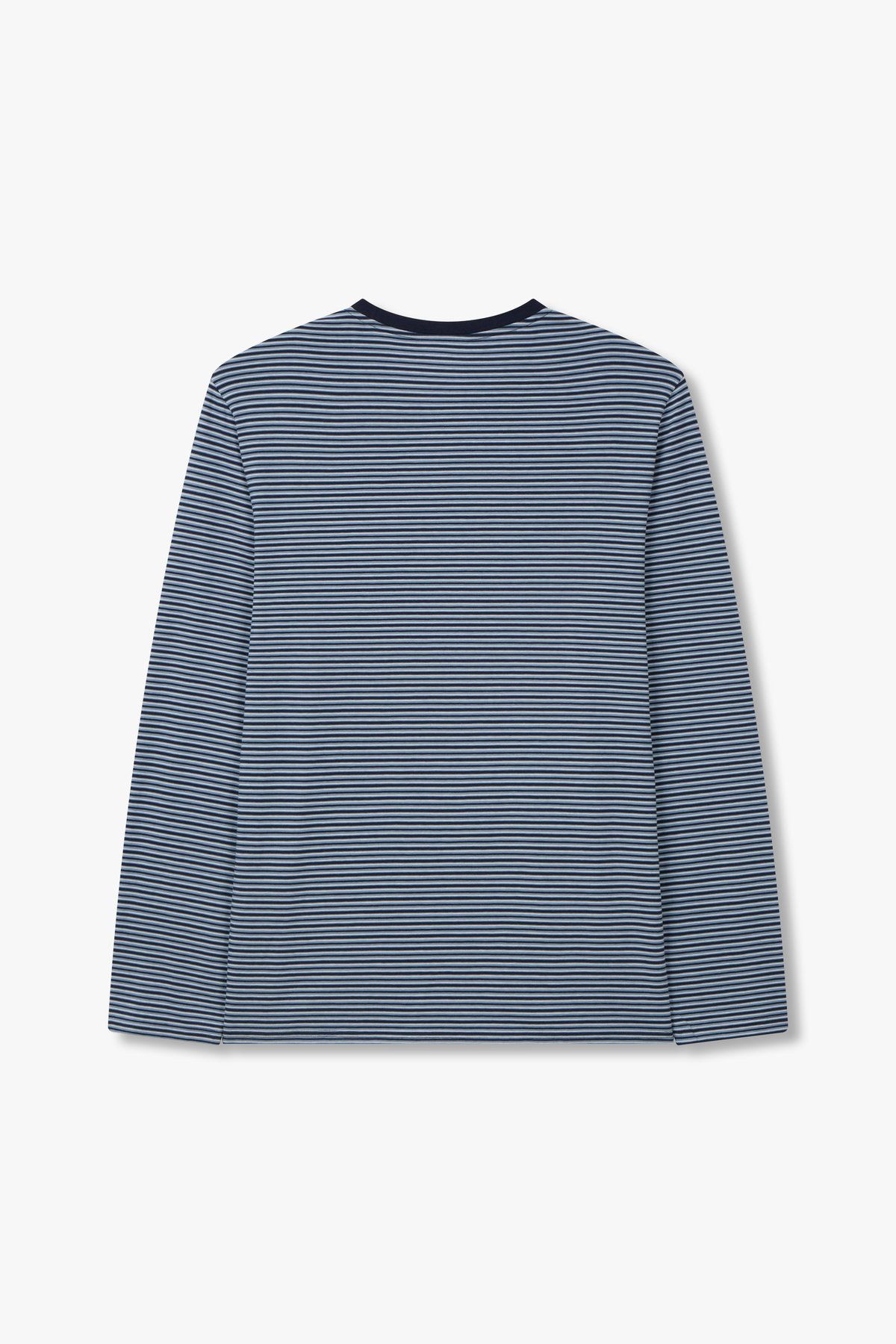 엠포리오 아르마니 언더웨어(EMPORIO ARMANI UNDERWEAR) 남성 스트라이프 패턴 라운지 티셔츠_마린 0814336006