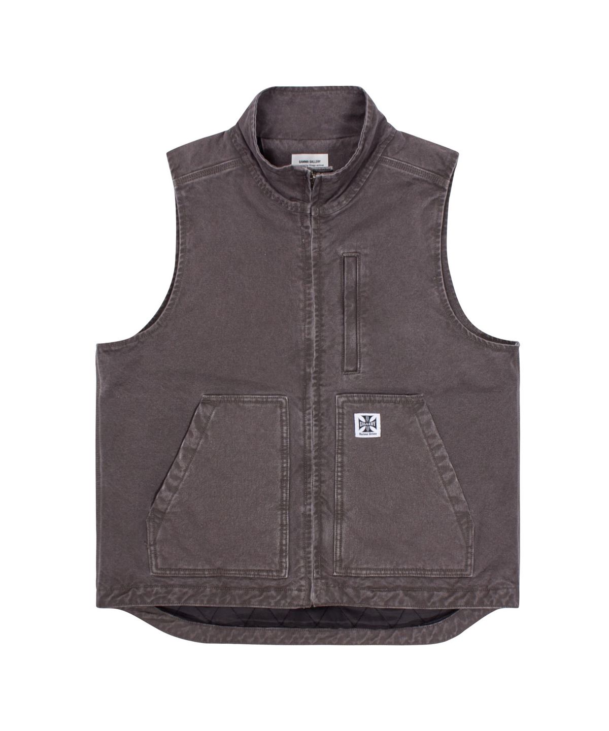 감마갤러리(GAMMA GALLERY) 13.5oz 빈티지 워싱 패디드 베스트 자켓 [누빔 안감] - CHARCOAL