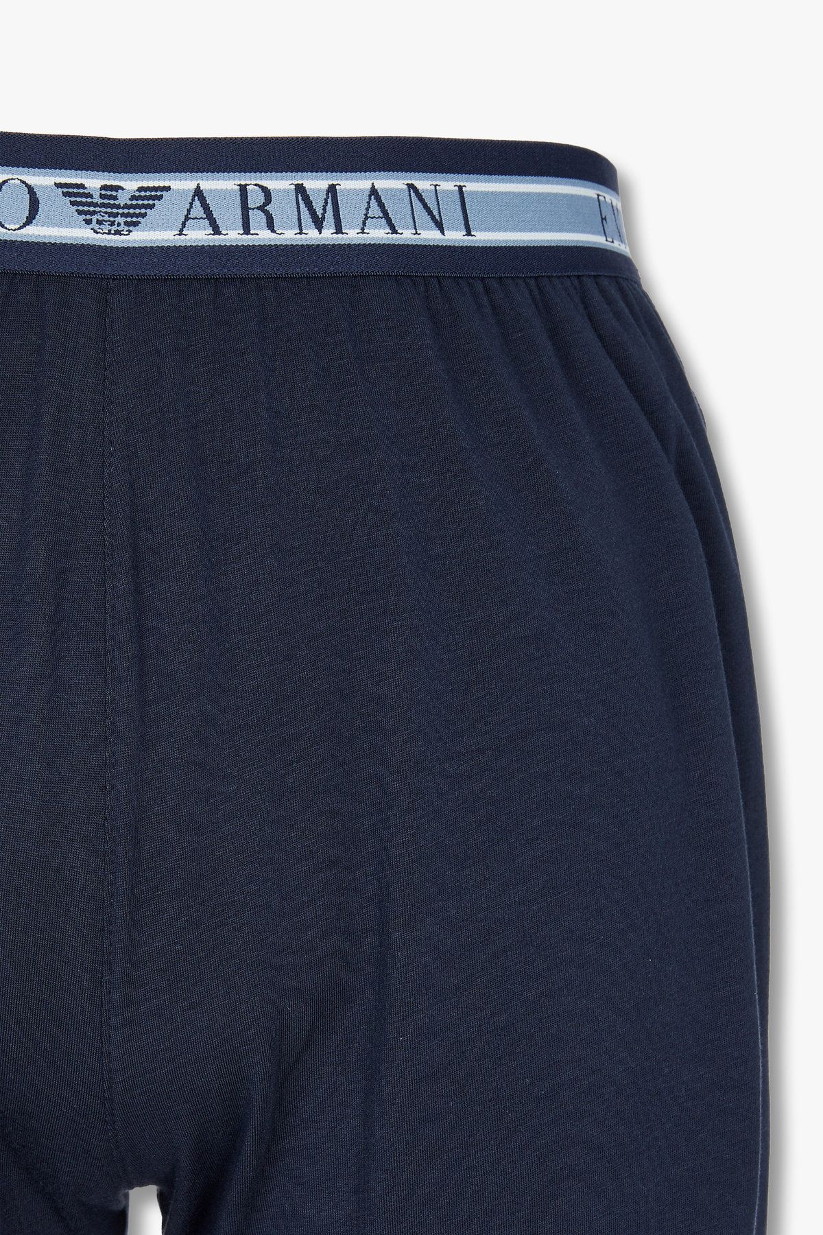 엠포리오 아르마니 언더웨어(EMPORIO ARMANI UNDERWEAR) 남성 스트라이프 밴딩 라운지 팬츠_마린 0814332007