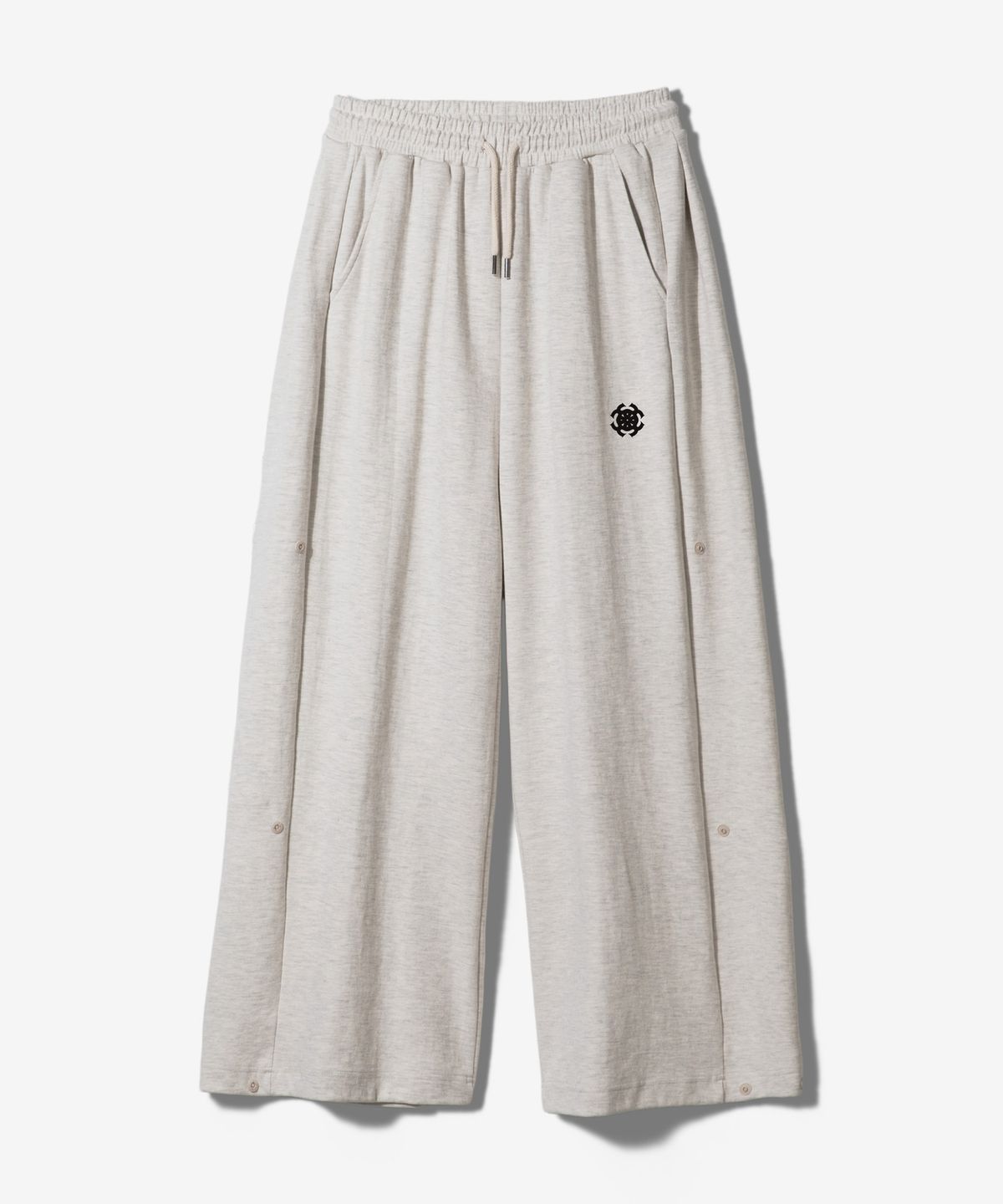 팬쇼(FANSHOW) SYMBOL SNAP WIDE DOUBLE JERSEY PANTS - OATMEAL