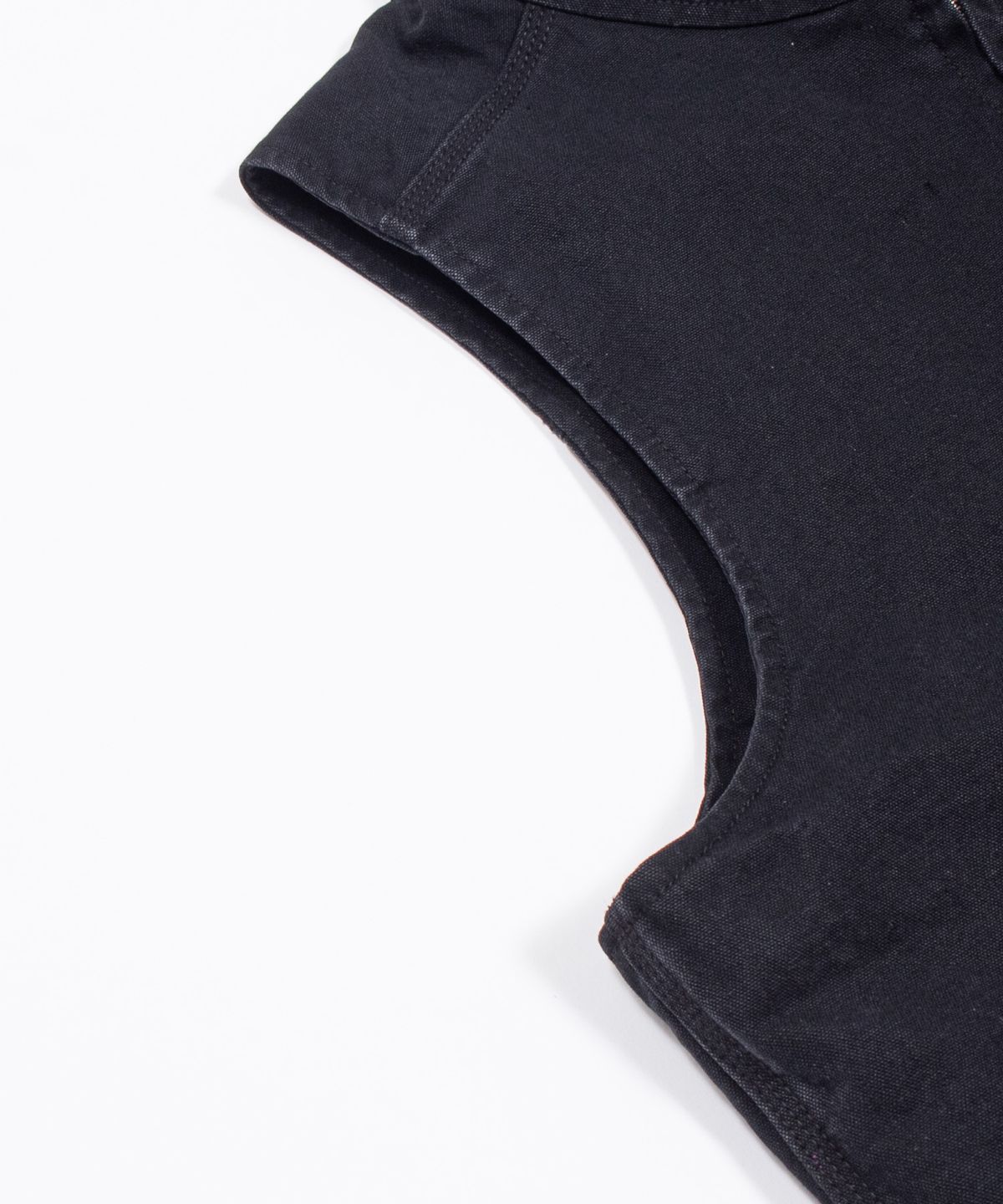 감마갤러리(GAMMA GALLERY) 13.5oz 빈티지 워싱 패디드 베스트 자켓 [누빔 안감] - BLACK