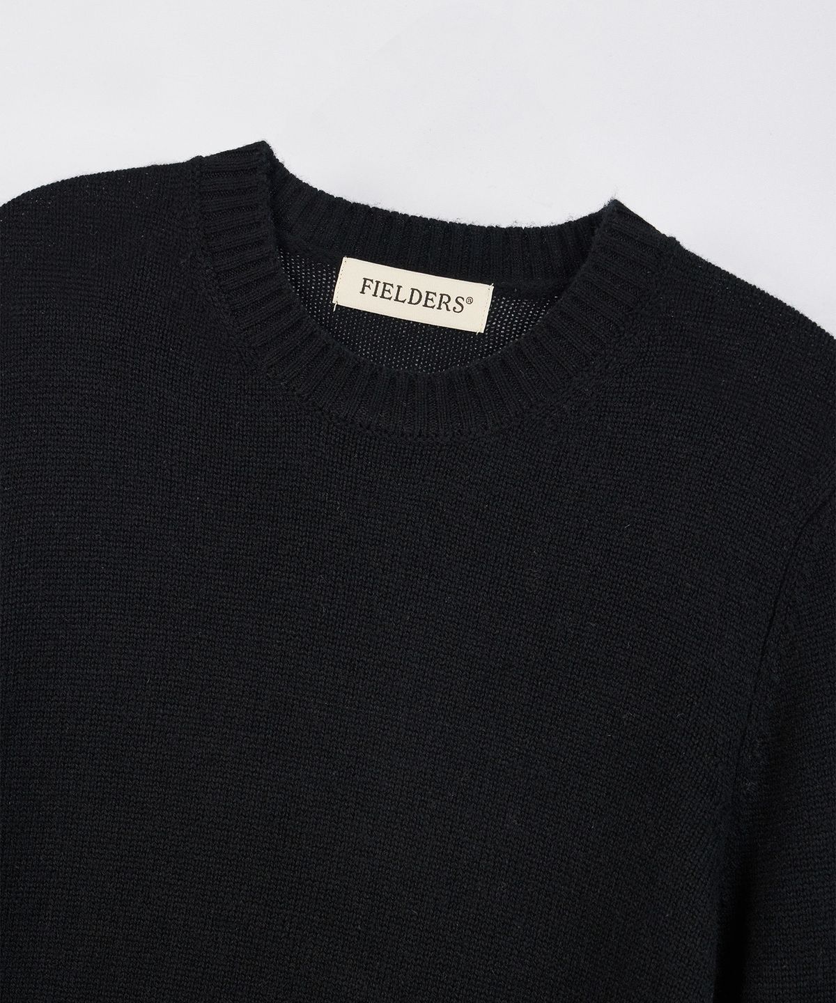 필더스(FIELDERS) CASHMERE BLEND WOOL CREW NECK KNIT BLACK