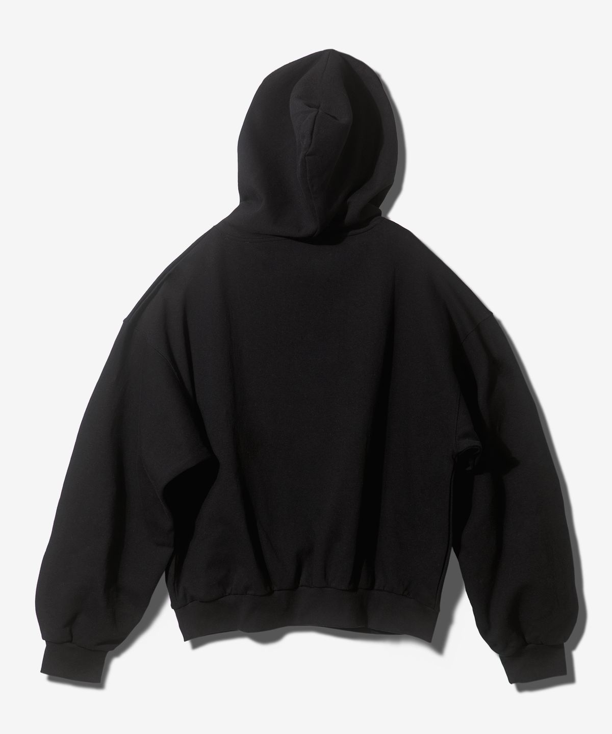 팬쇼(FANSHOW) SYMBOL OVER FIT DOUBLE JERSEY HOODED ZIPUP - BLACK