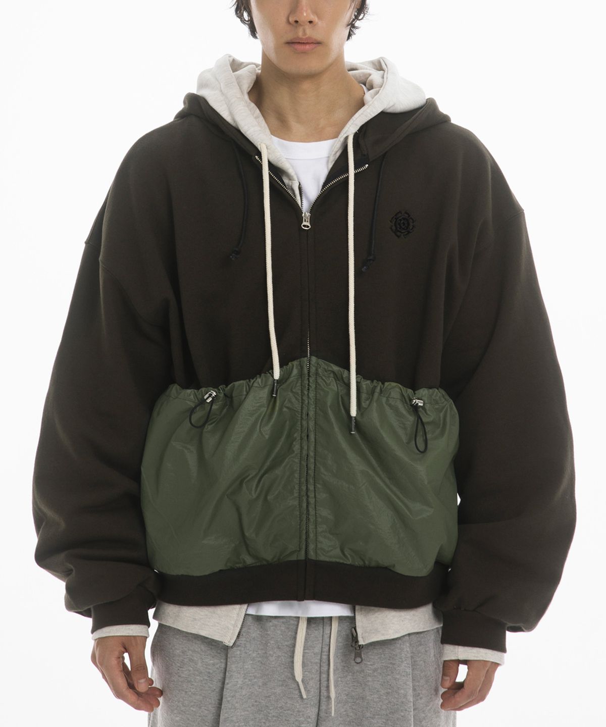 팬쇼(FANSHOW) POCKET HOODED ZIPUP - KHAKI
