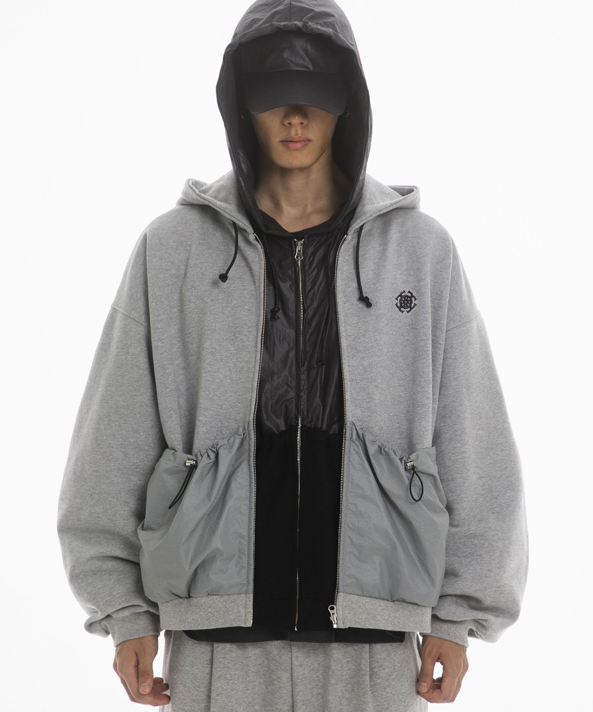 팬쇼(FANSHOW) POCKET HOODED ZIPUP - MELANGE