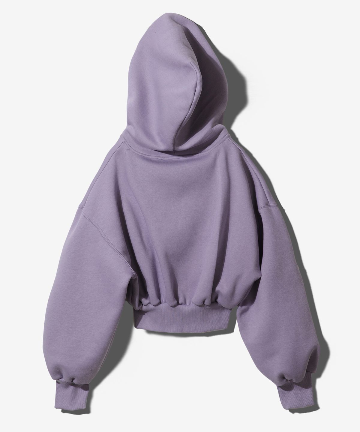 팬쇼(FANSHOW) SYMBOL CROP DOUBLE JERSEY HOODED ZIPUP - PURPLE
