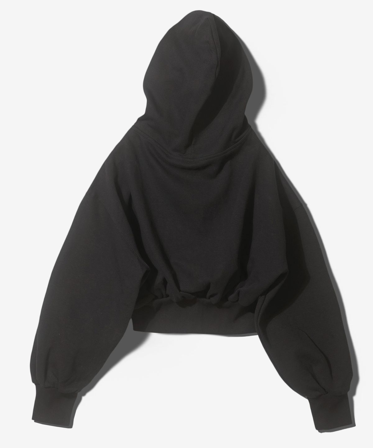 팬쇼(FANSHOW) SYMBOL CROP DOUBLE JERSEY HOODED ZIPUP - BLACK