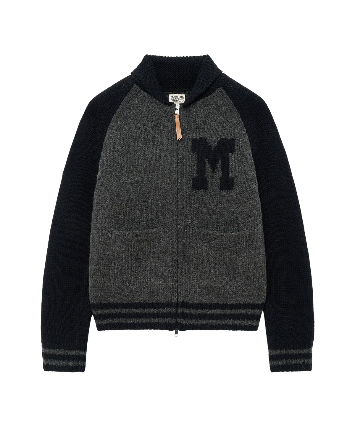 마리떼 프랑소와 저버(MARITHÉ + FRANҪOIS GIRBAUD) COLOR BLOCK RAGLAN CARDIGAN charcoal