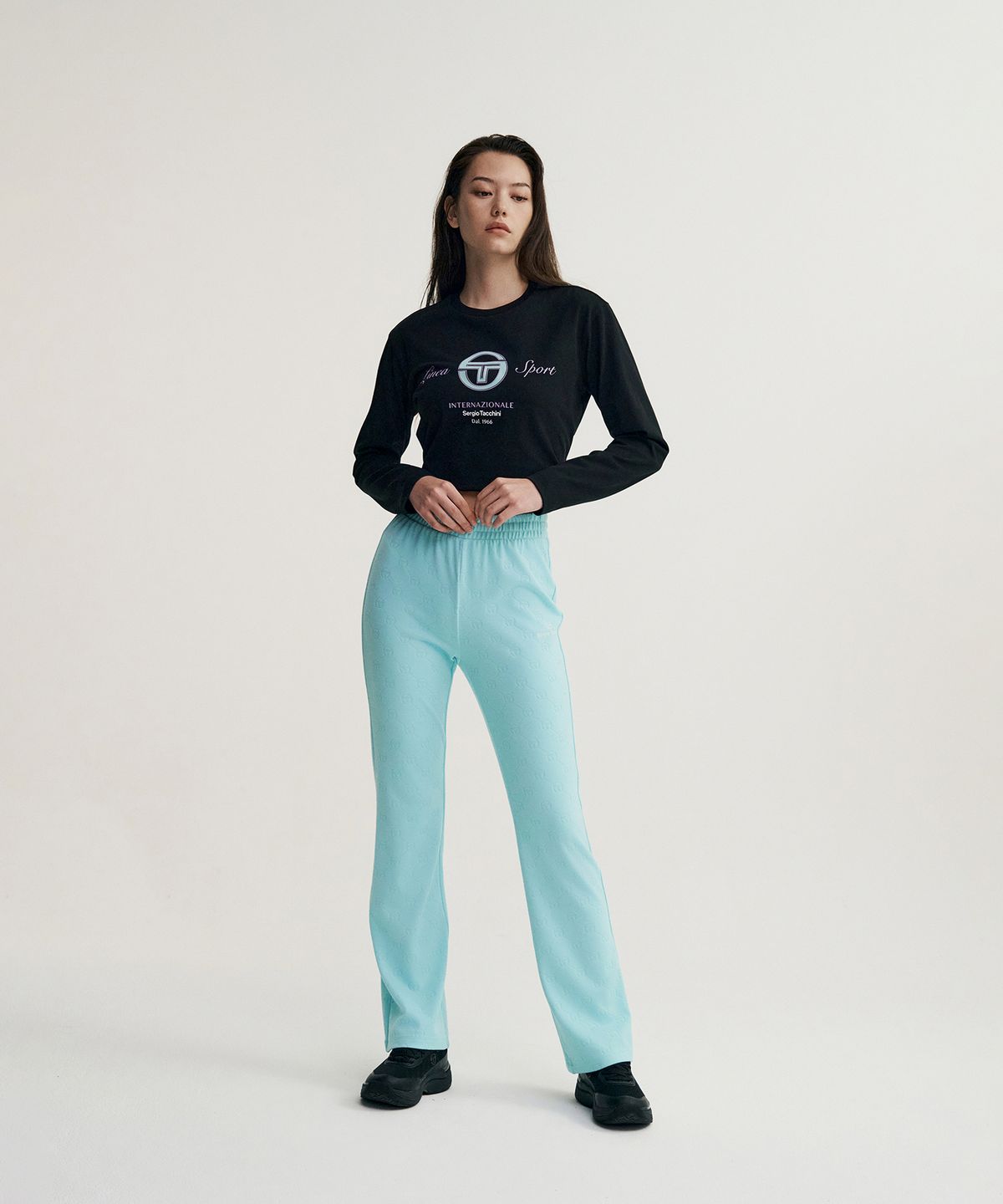 세르지오 타키니(SERGIO TACCHINI) W 데일리 자카드 부츠컷 팬츠 (L.Turquoise)