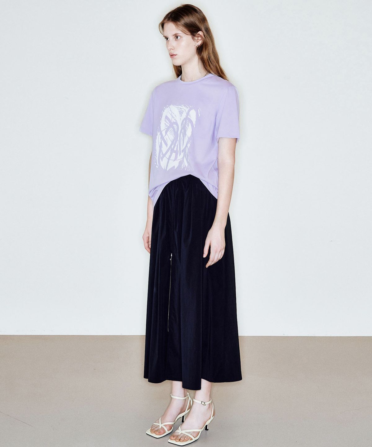 씨커슨(CKUSUN) PRINTED ROUND NECK T-SHIRTS_LAVENDER