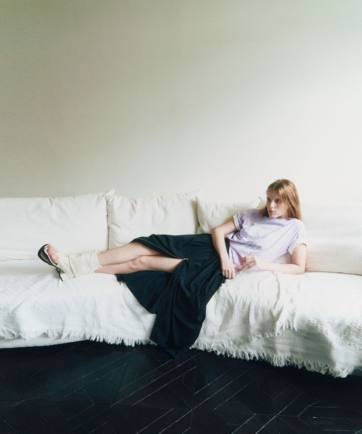 씨커슨(CKUSUN) PRINTED ROUND NECK T-SHIRTS_LAVENDER