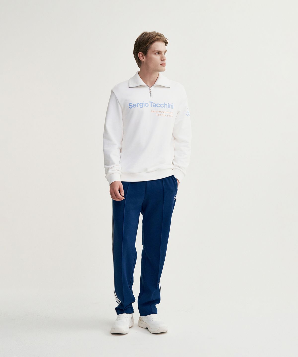 세르지오 타키니(SERGIO TACCHINI) U 데일리 하프집업 맨투맨 (White)