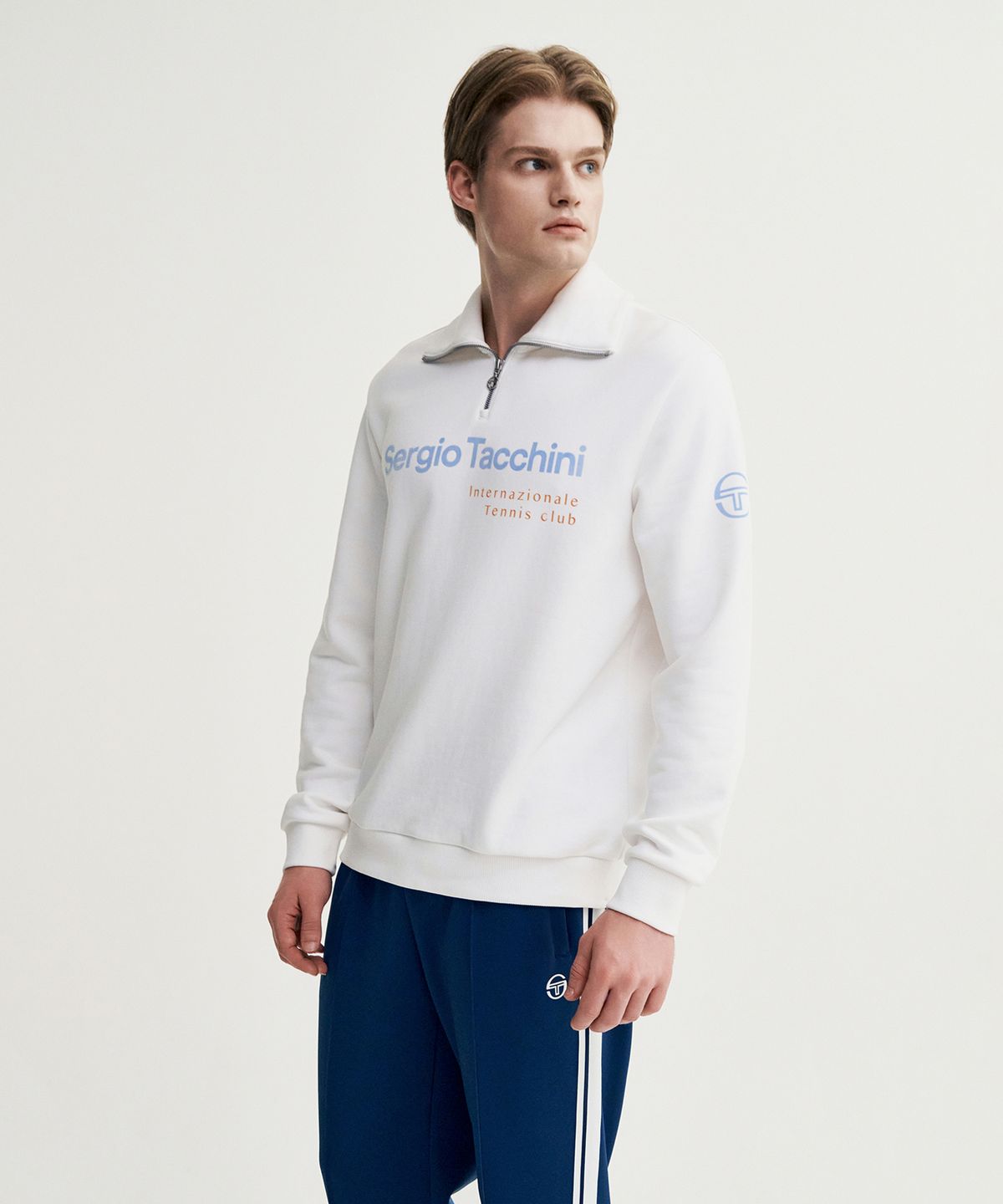 세르지오 타키니(SERGIO TACCHINI) U 데일리 하프집업 맨투맨 (White)