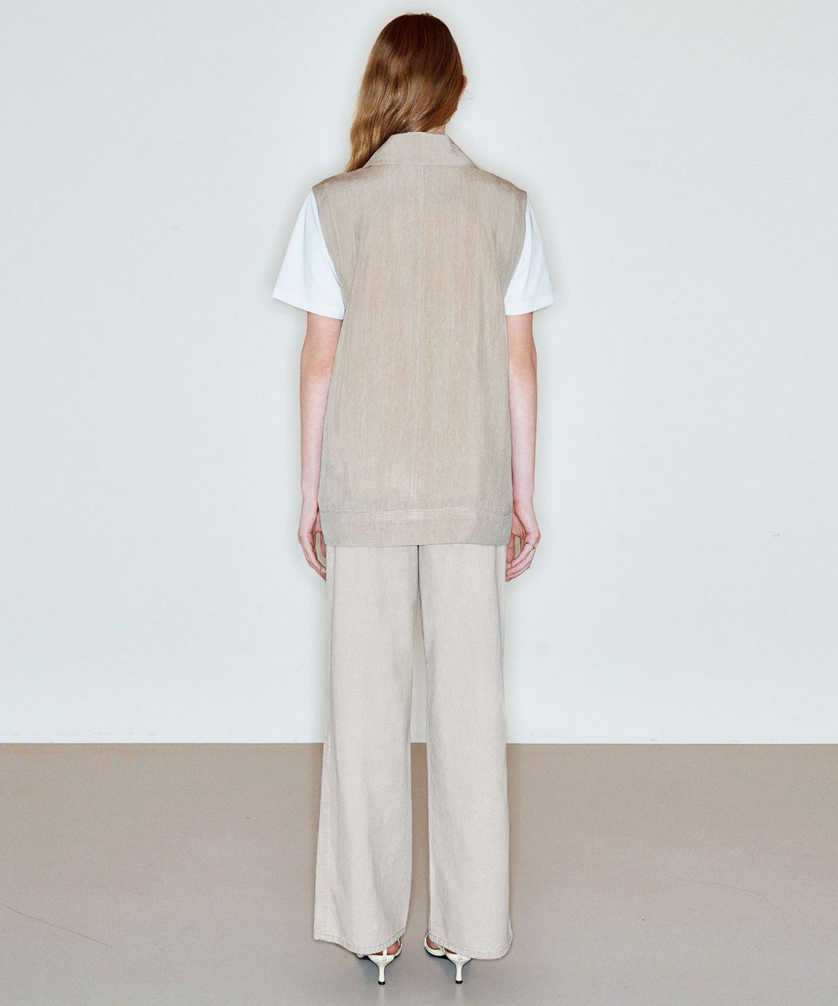 씨커슨(CKUSUN) WASHED LINEN BLEND VEST_BEIGE