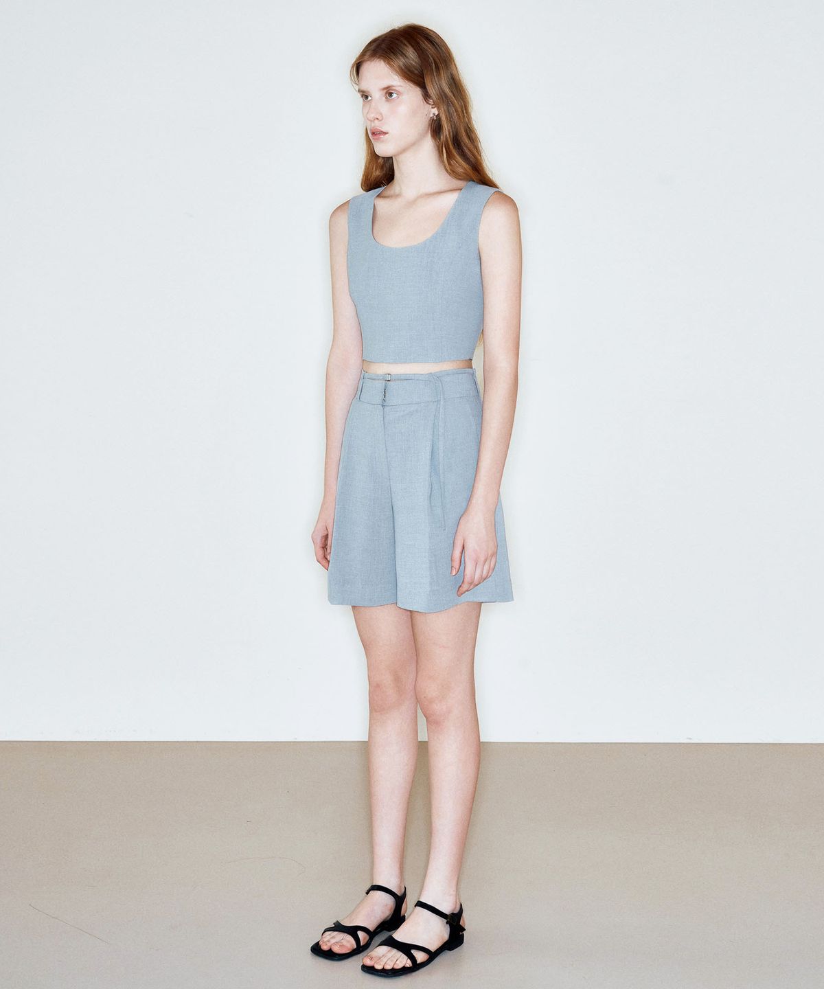씨커슨(CKUSUN) BELT STRAP DETAIL SHORTS_GREY