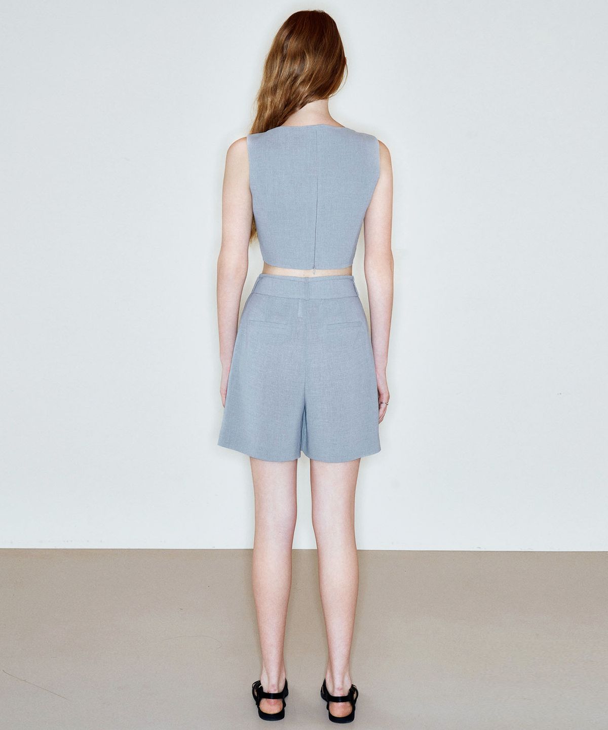 씨커슨(CKUSUN) BELT STRAP DETAIL SHORTS_GREY