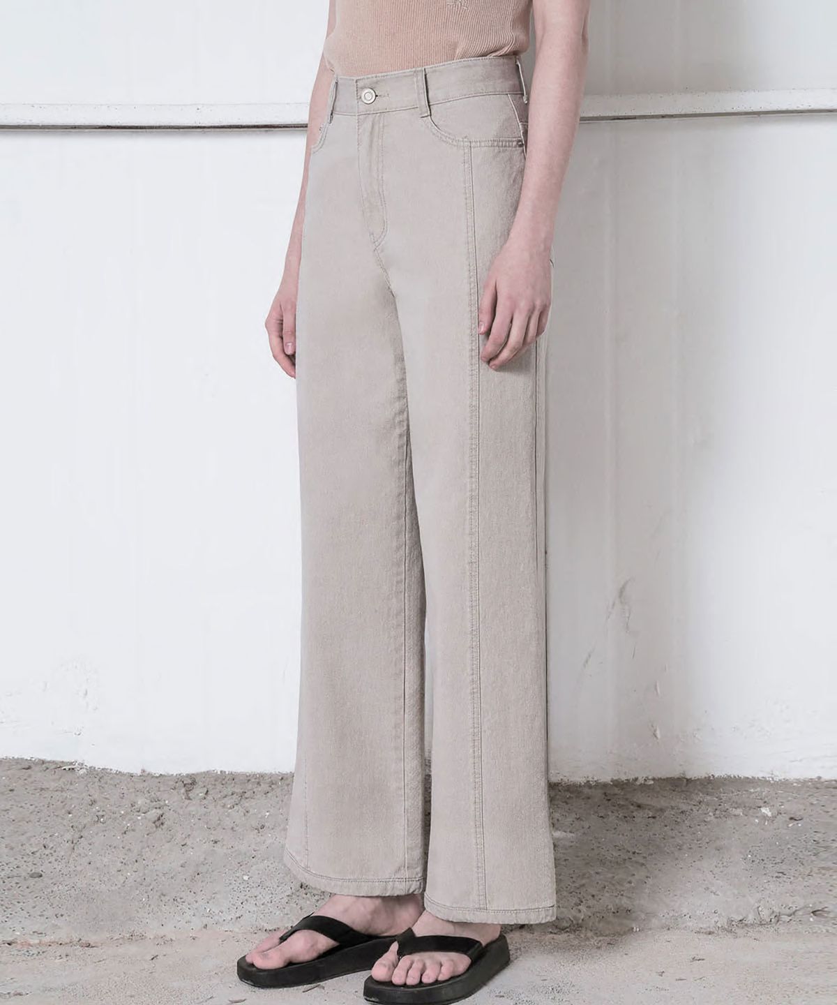 씨커슨(CKUSUN) WASHED WIDE DENIM PANTS_BEIGE