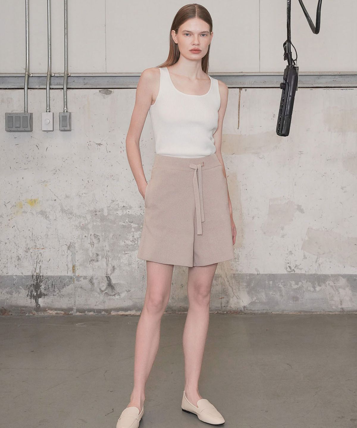 씨커슨(CKUSUN) DRAWSTRING KNIT SHORTS_BEIGE