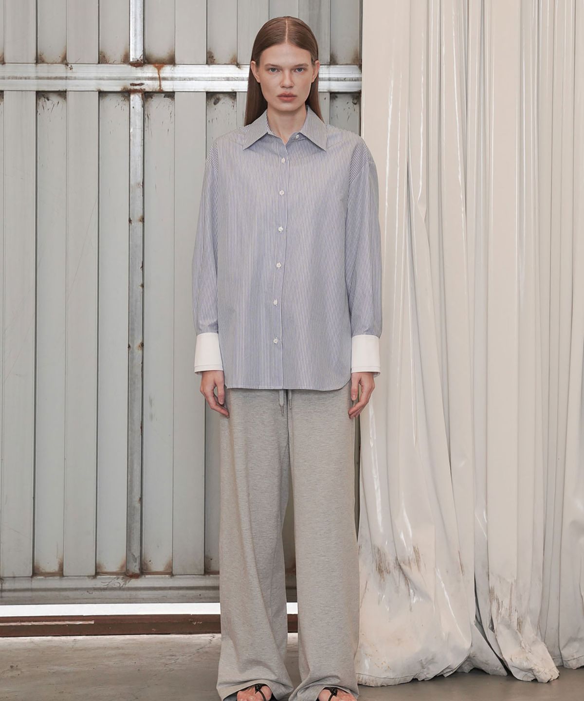 씨커슨(CKUSUN) DOUBLE-CUFFS STRIPE SHIRTS_BLUE