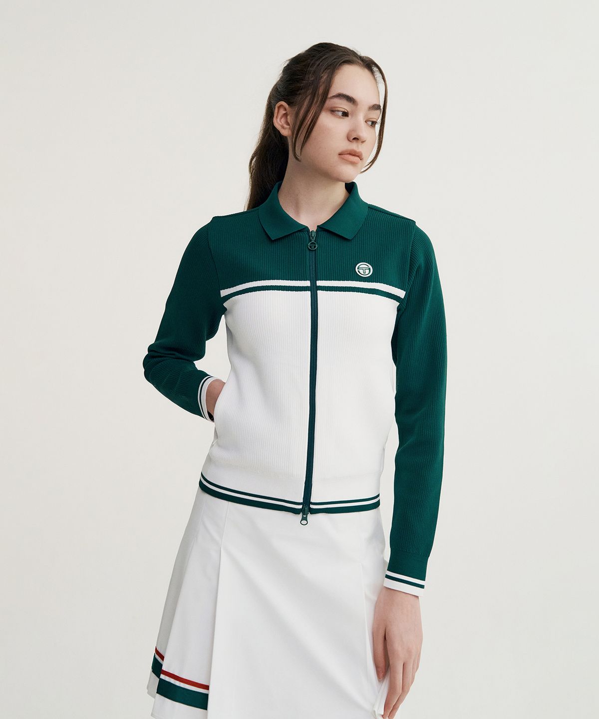 세르지오 타키니(SERGIO TACCHINI) W 고트 다마린도 베러니트 집업 가디건 (Green)