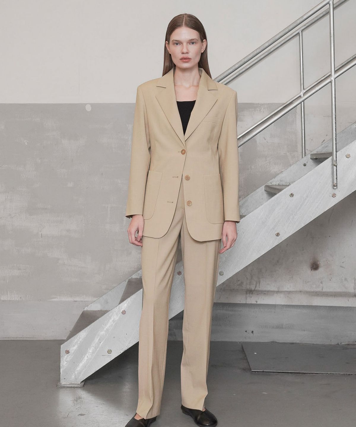 씨커슨(CKUSUN) WOOL BLEND FITTED JACKET_BEIGE