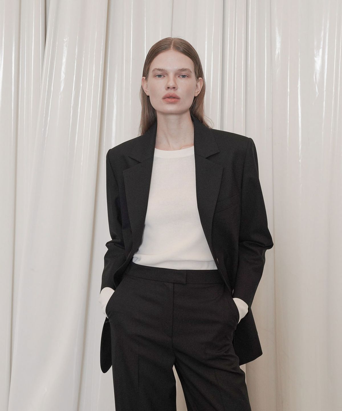 씨커슨(CKUSUN) WOOL BLEND FITTED JACKET_BLACK
