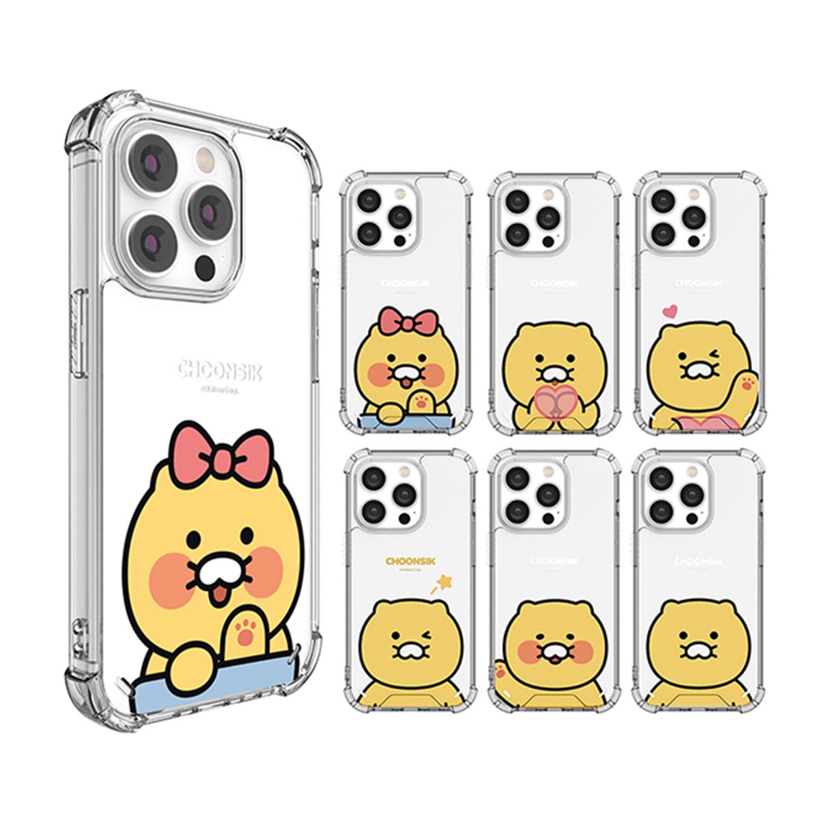 미스터마켓(MRMARKET) 카카오프렌즈 춘식이 베이직 투명방탄 강화케이스 아이폰 갤럭시