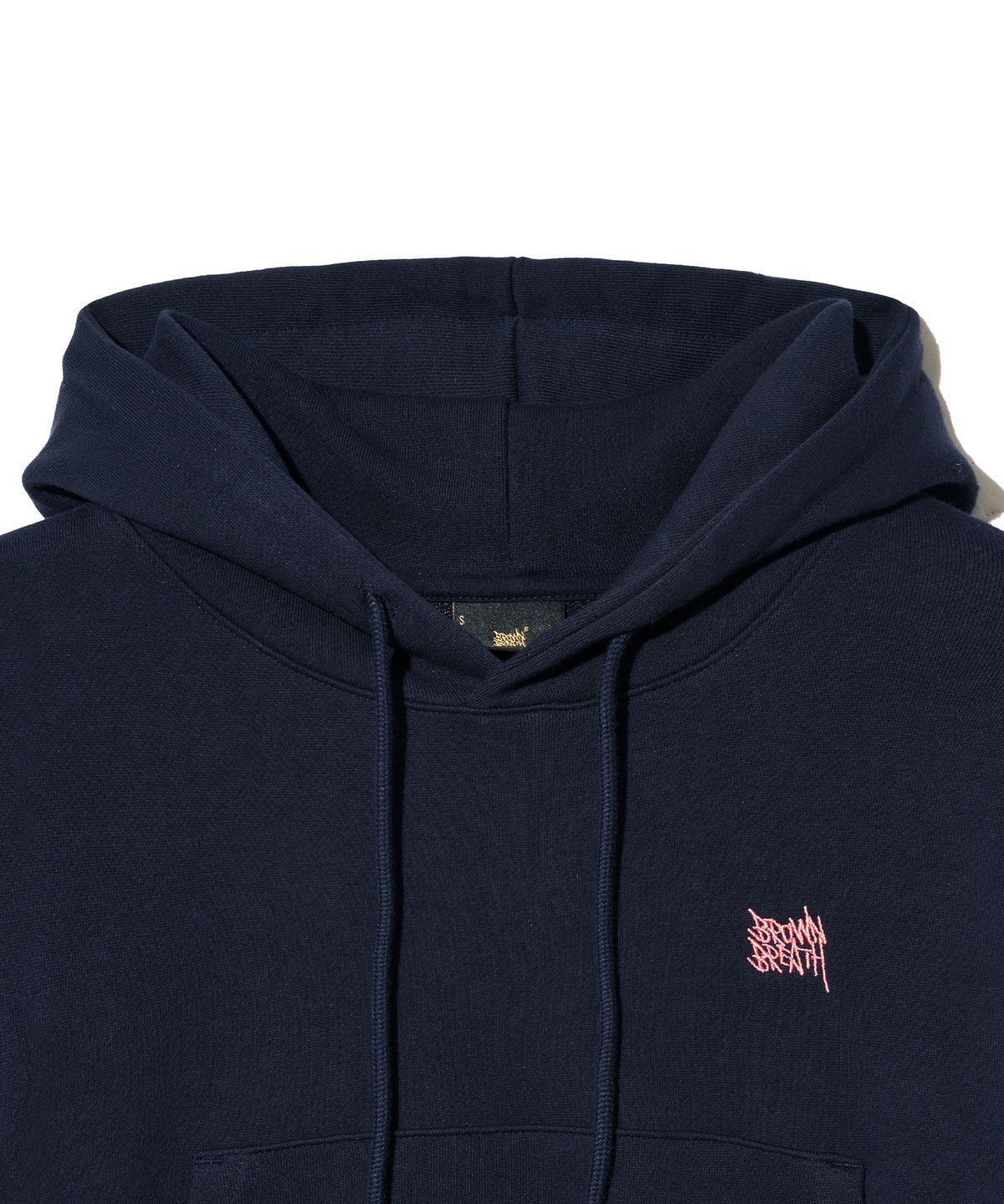브라운브레스(BROWNBREATH) W MESS SEOUL TAG CROP HOODIE - NAVY