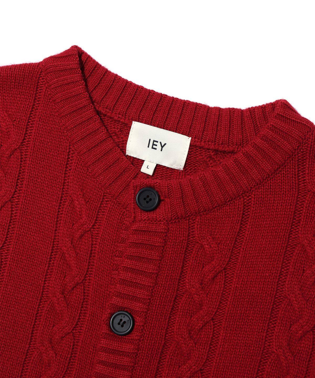 이에이(IEY) ELBOW PATCH DOUBLE-LIP CARDIGAN Red