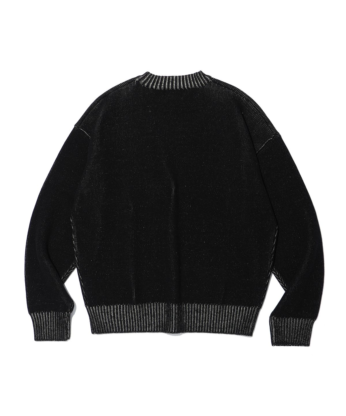 이에이(IEY) DOUBLE COLOR ROUND KNIT Black