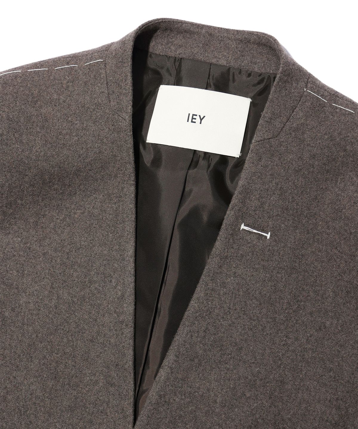 이에이(IEY) COLLARLESS STITCH BLAZER Brown