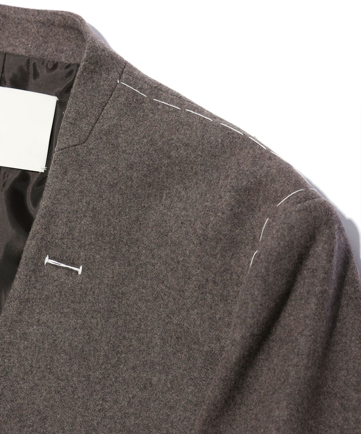 이에이(IEY) COLLARLESS STITCH BLAZER Brown