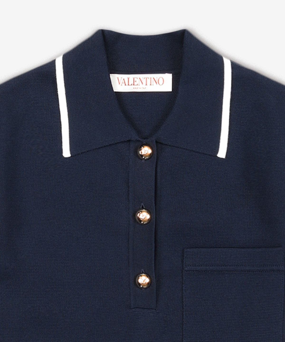 발렌티노(VALENTINO) 카라 반소매 니트 - 네이비 / 5B3KC57C8P9671