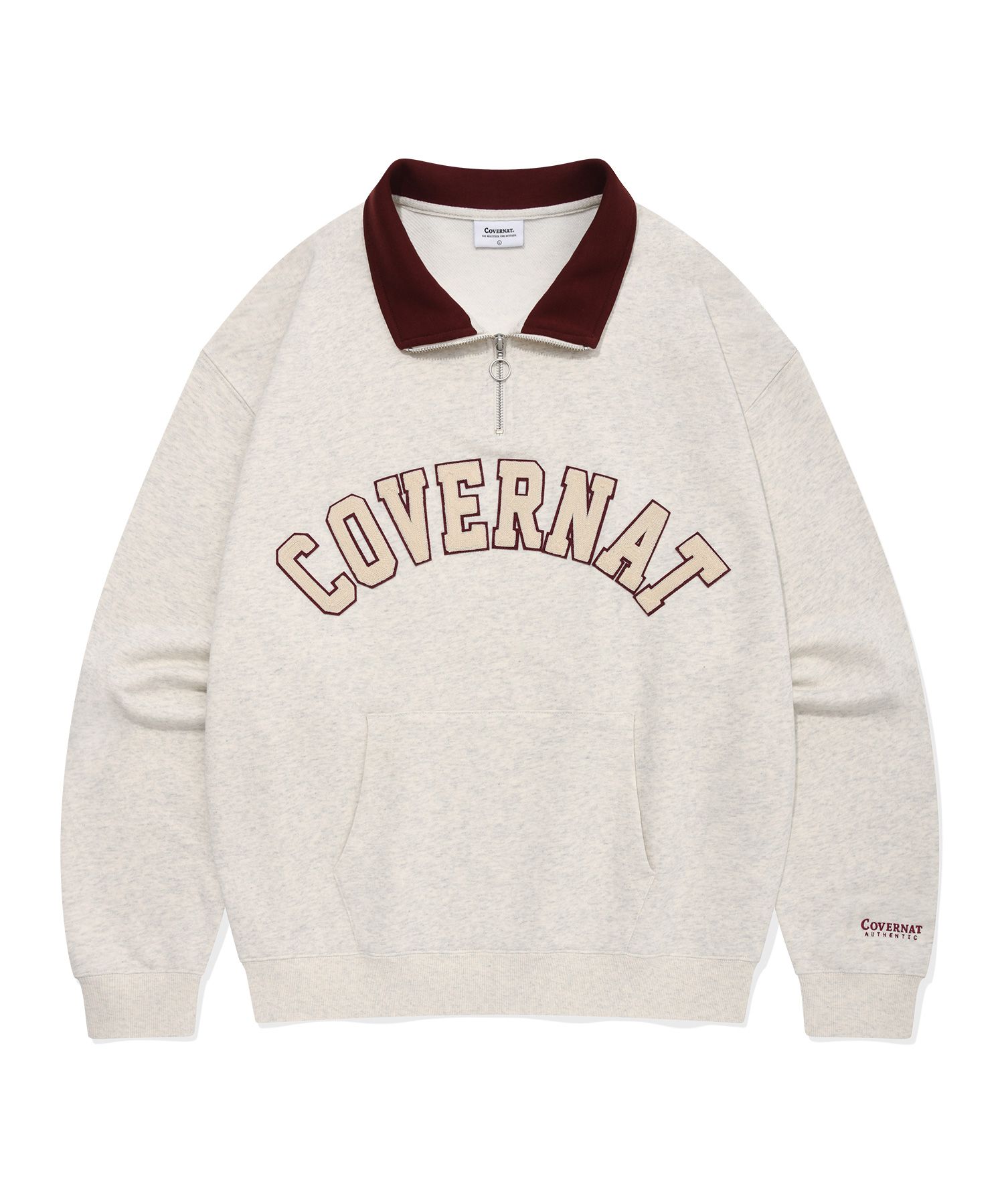 スウェット・トレーナー COVERNAT Clover Man to Man Oatmeal MUSINSA | COVERNAT Arch Logo Half Zip Up Man to Man Oatmeal